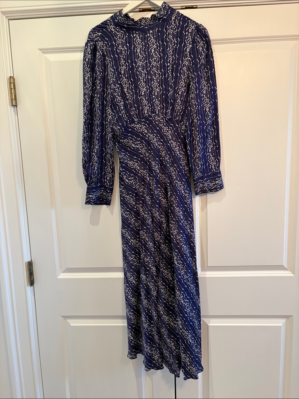 Sandro Navy Patterned Midi Dress